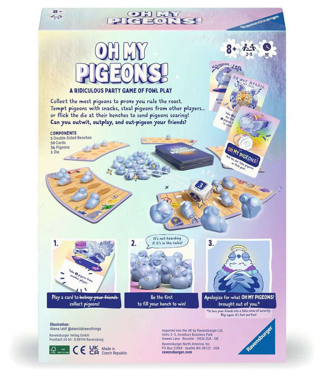 Oh My Pigeons! - spel van Ravensburger, doos achterkant