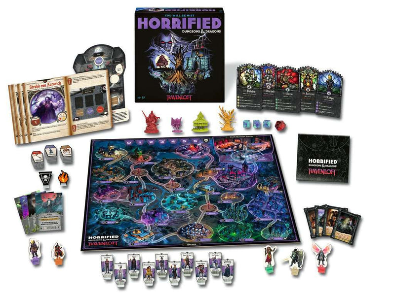 Horrified D&D Ravenloft, doos en alle onderdelen van het spel