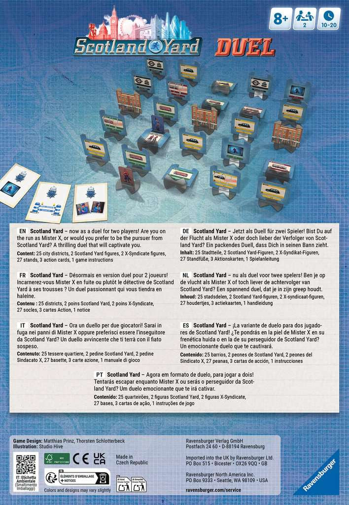 Scotland Yard Duel - spel voor 2 spelers van Ravensburger, doos achterkant