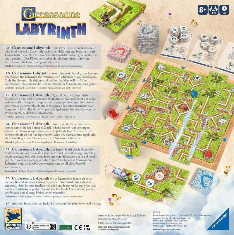 CARCASSONNE LABYRINTH - RAVENSBURGER, achterkant van de doos