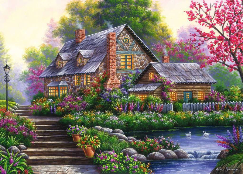 Romantische Cottage - Puzzel 1000 stukjes - Ravensburger 12000464, print