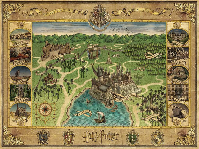 Harry Potter: De kaart van Zweinstein - Puzzel 1500 stukjes - Ravensburger 12000720, print