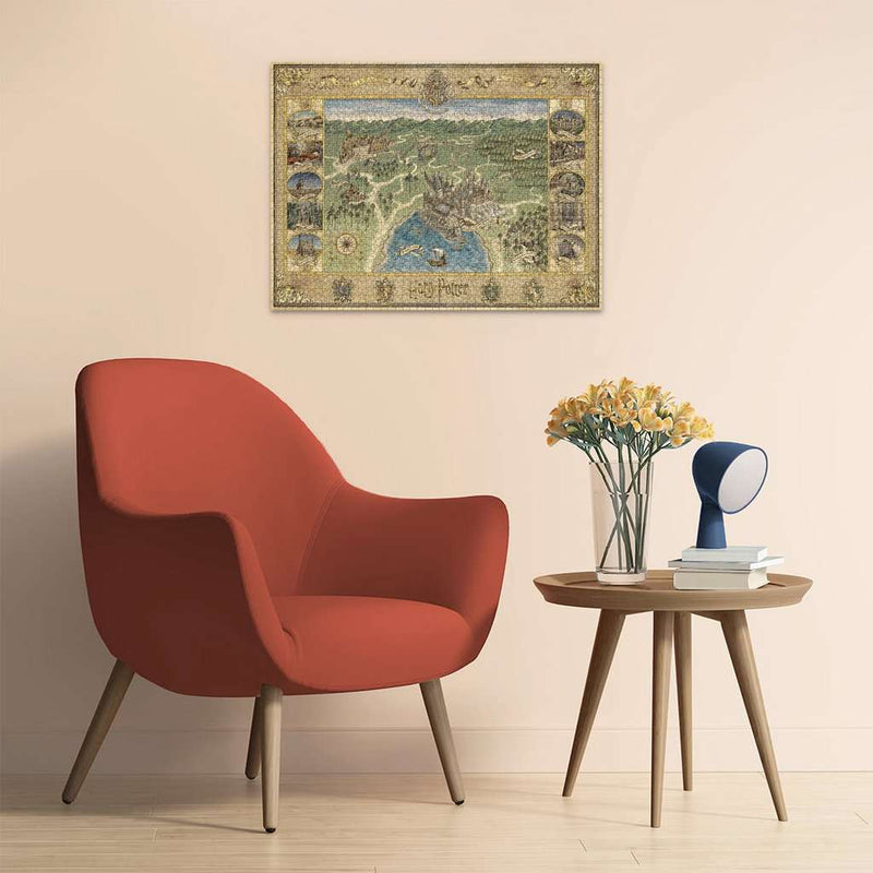 Harry Potter: De kaart van Zweinstein - Puzzel 1500 stukjes - Ravensburger 12000720, afgewerkte puzzel aan de muur