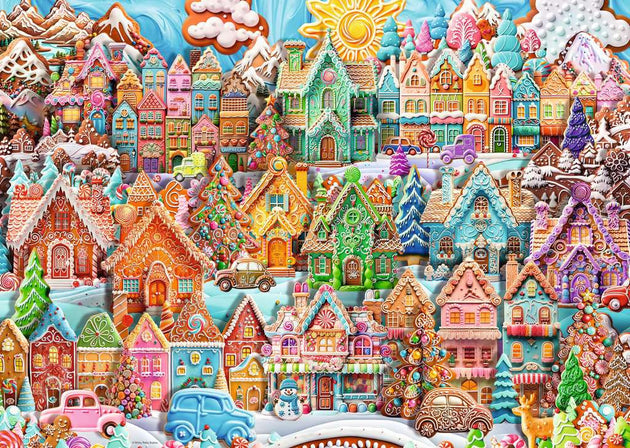 Christmas Cookie Village - Puzzel 1000 stukjes - Ravensburger 12001267, print van een koekjesdorp
