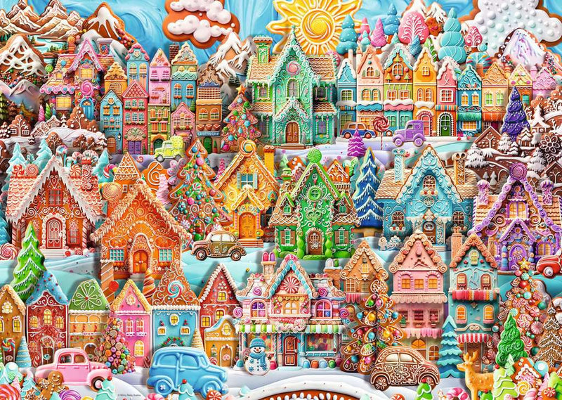 Christmas Cookie Village - Puzzel 1000 stukjes - Ravensburger 12001267, print van een koekjesdorp