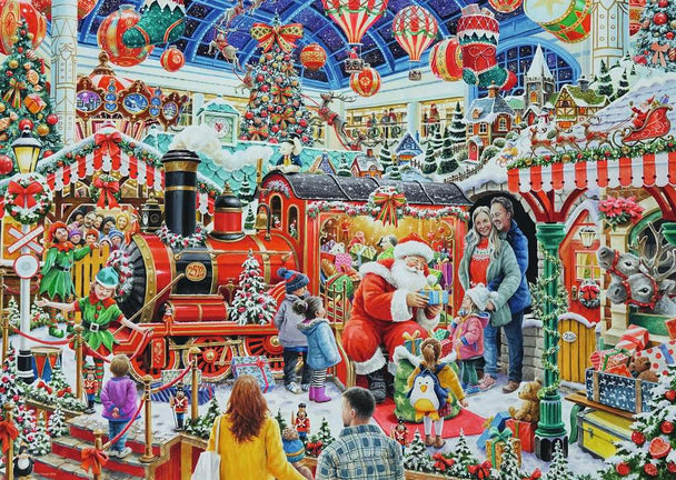 Santa's steam train Grotto - Puzzel 1000 stukjes - Ravensburger 12001583, illustratie van de Limited Edition n°29 kerstpuzzel