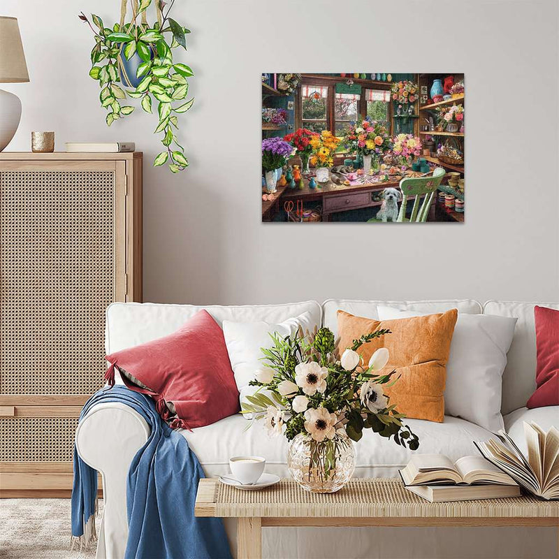 The Flower Arranger's Shed - Puzzel 1000 stukjes - Ravensburger 12001722, puzzel gemonteerd aan de muur