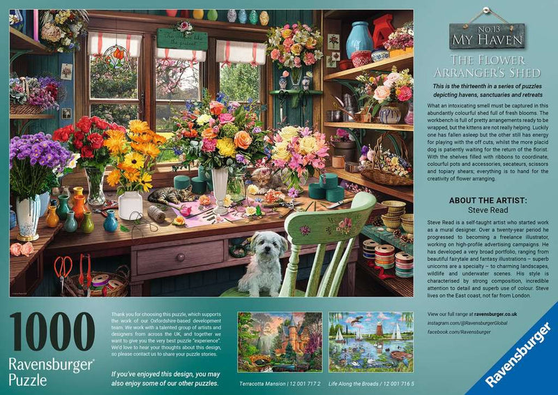 The Flower Arranger's Shed - Puzzel 1000 stukjes - Ravensburger 12001722, doos achterkant