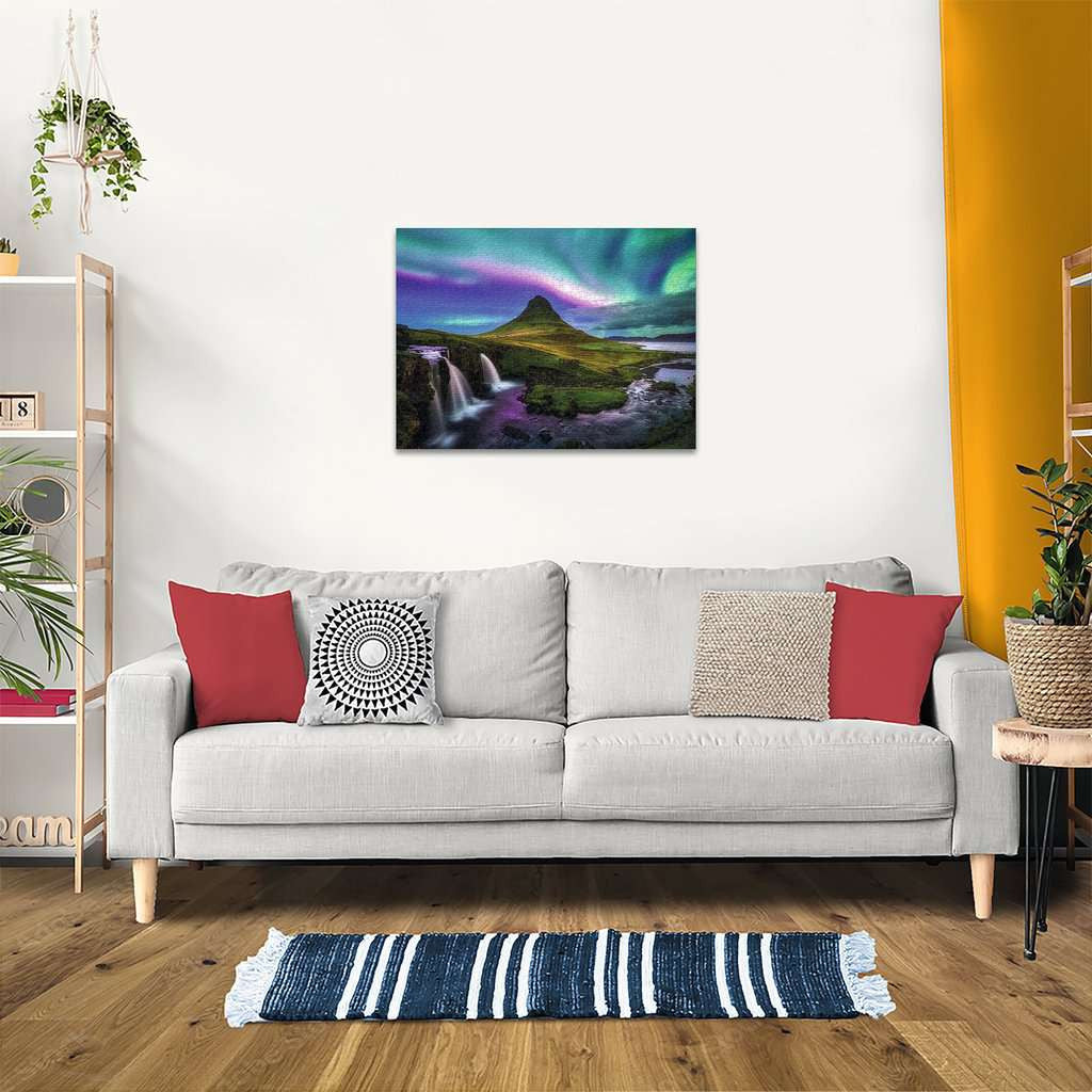 Aurora over Kirkjufell- Puzzel 1000 stukjes - Ravensburger 12001744, afgewerkte puzzel aan de muur