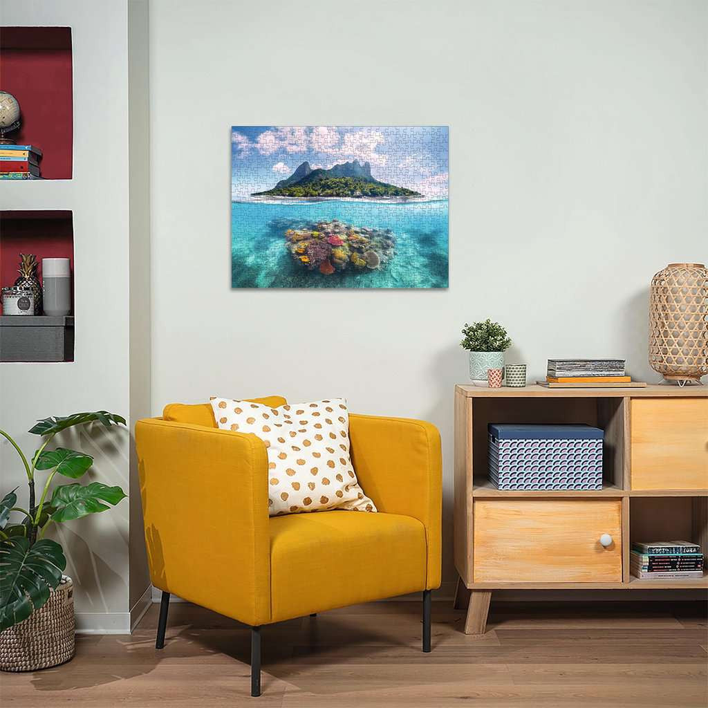 Island waterscapes - Puzzel 500 stukjes - Ravensburger 12001798, afgewerkte puzzel aan de muur