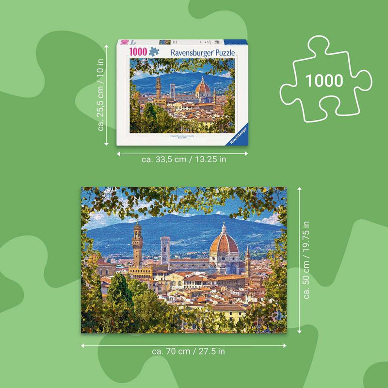 The Duomo, Florence - Puzzel 1000 stukjes - Ravensburger 12001910, afmetingen van de doos en de puzzel