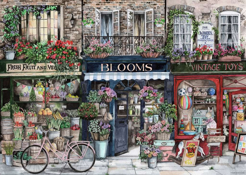 Busy High Street N°1 - Puzzel 1000 stukjes - Ravensburger 12001984, puzzel 1000 stukjes van oude winkelstraat