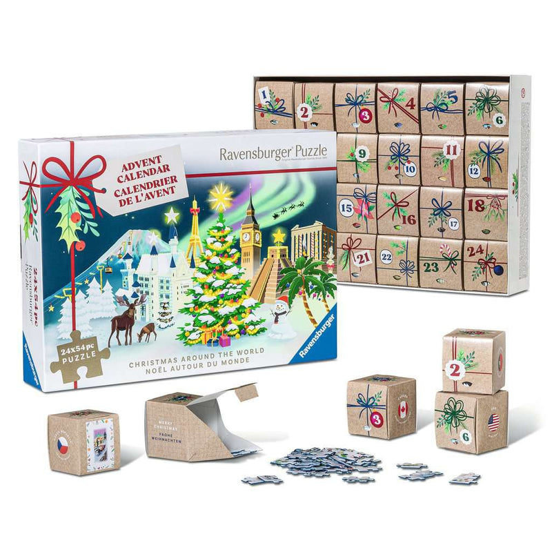 Christmas around the world - Adventkalender  24x54 stukjes - Ravensburger 12004246, apparte doosjes