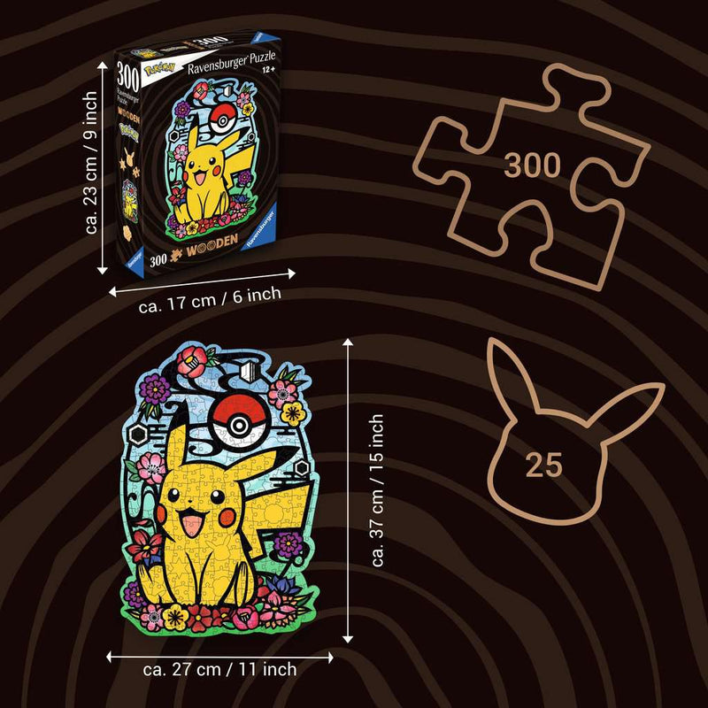 Puzzeldoos boven, voltooide puzzel onder – Ravensburger Wooden Pokémon Pikachu 300 stukjes
