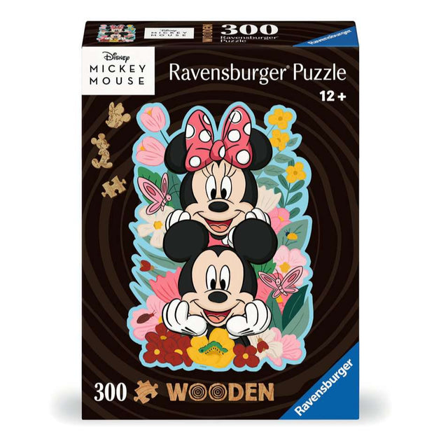 Ravensburger Wooden Disney Mickey & Minnie Mouse puzzel doos front view met kleurrijke illustratie