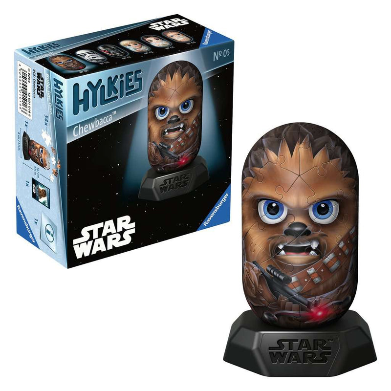 Ravensburger Hylkies Chewbacca 3D puzzel doos met volledig opgebouwde Star Wars figuur