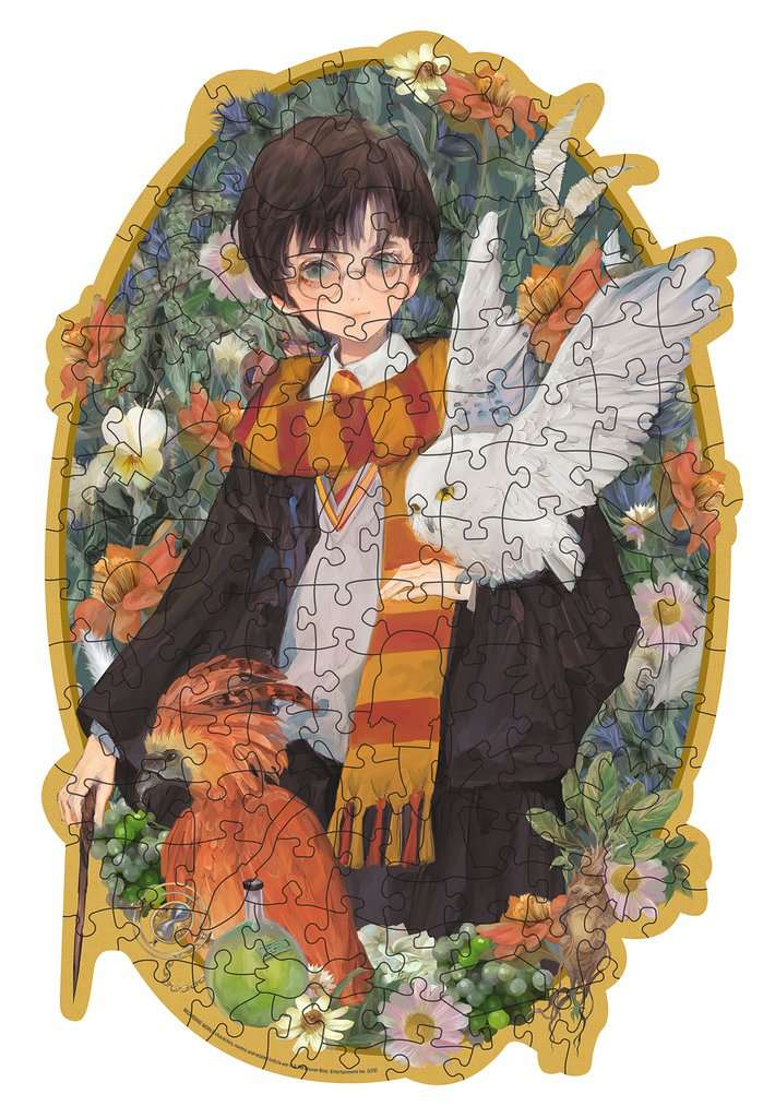 Volledig opgebouwde Wooden Harry Potter puzzel van 150 houten stukjes met magische WHIMSIES