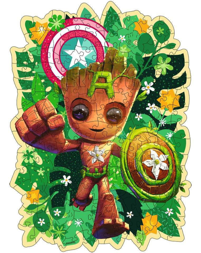 Voltooide Wooden Marvel Groot puzzel – exclusieve illustratie en WHIMSIES