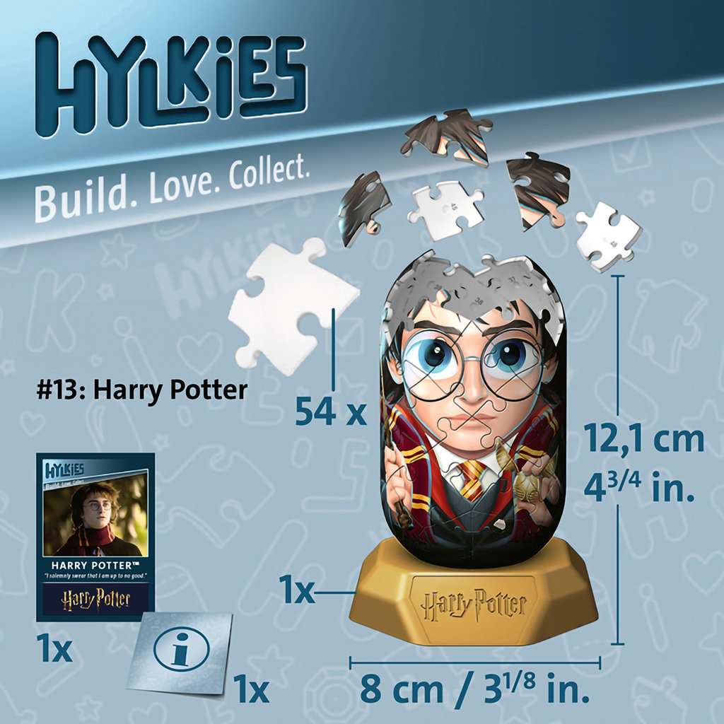 Harry Potter Hylkies 3D puzzel in opbouw – genummerde puzzelstukken en afmetingen