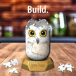 Semi-opgebouwde Hedwig 3D puzzel op houten tafel