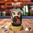 Semi-opgebouwde Hagrid 3D puzzel op houten tafel