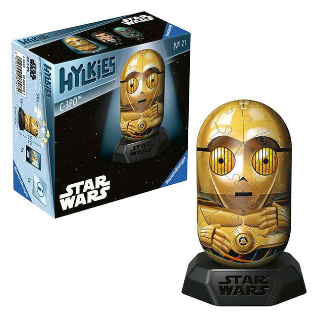 Ravensburger Hylkies C-3PO 3D puzzel met verpakking en opgebouwde Star Wars figuur