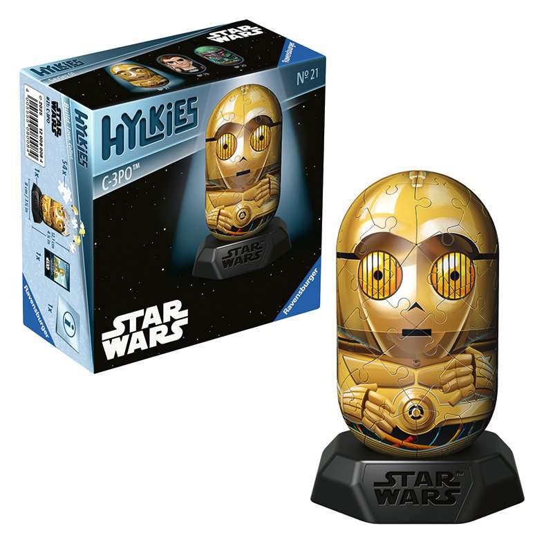 Ravensburger Hylkies C-3PO 3D puzzel met verpakking en opgebouwde Star Wars figuur