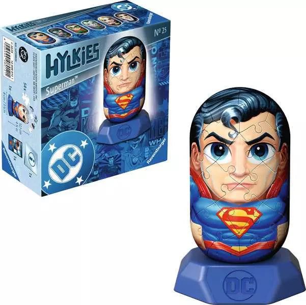 Ravensburger Hylkies Superman 3D puzzel doos en volledig opgebouwde miniatuur