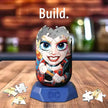 Semi-opgebouwde Harley Quinn 3D puzzel op houten tafel