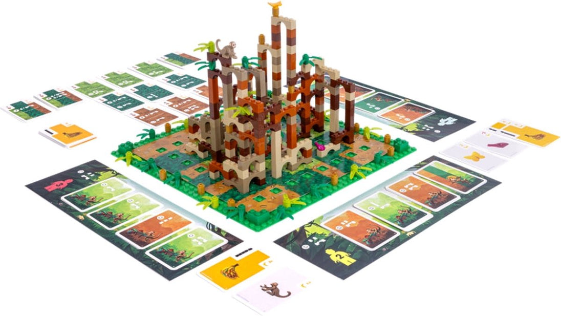 Spelopstelling van LEGO® Monkey Palace met gebouwde bogen