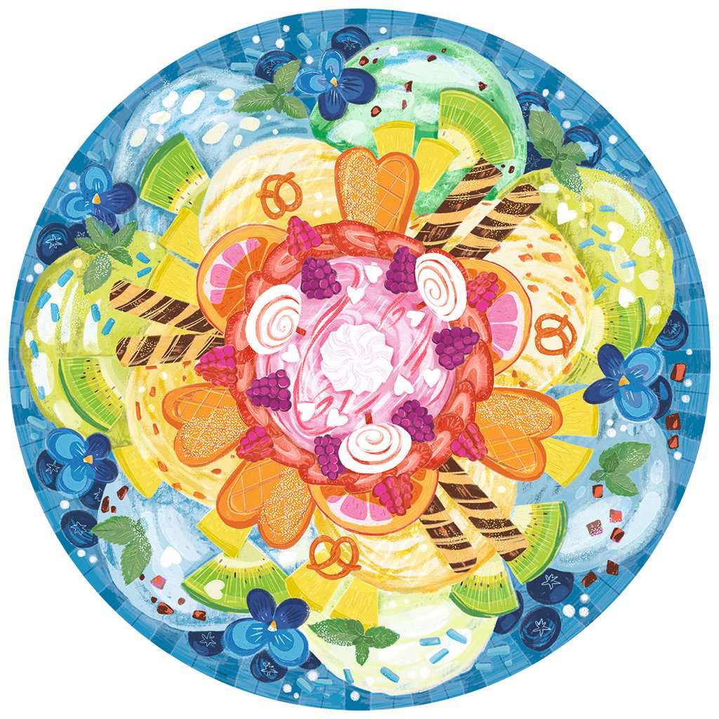 Voltooide Circle of Colors Ice Cream puzzel – kleurrijke ijsjes in ronde puzzel