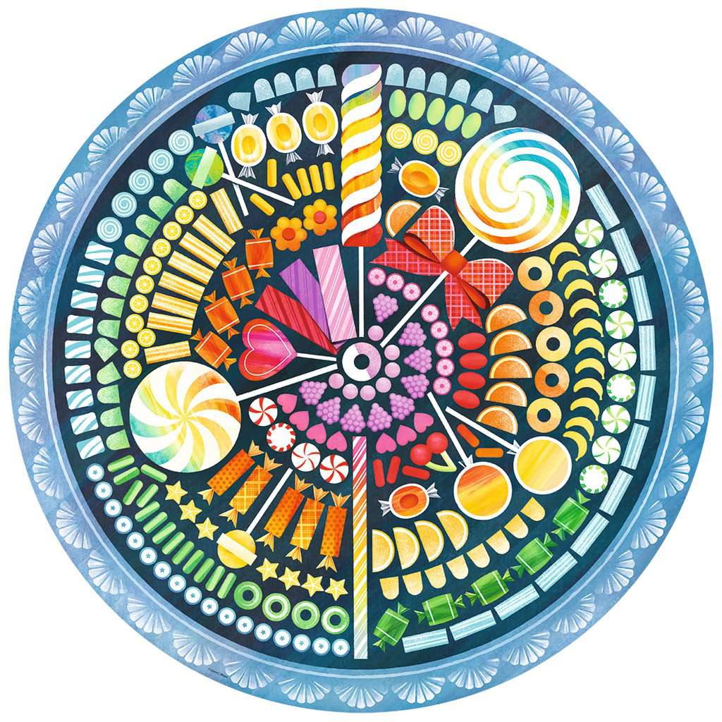 Voltooide Circle of Colors Candies puzzel – kleurrijke snoepjes in ronde puzzel
