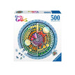 Ravensburger Circle of Colors Candies puzzel doos – diagonaal vooraanzicht, ronde 500 stukjes puzzel