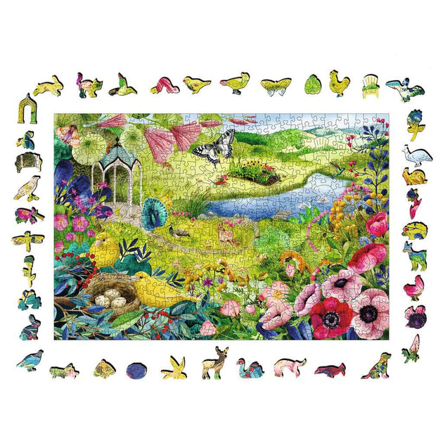 Voltooide houten puzzel met bloemen, vlinders en dieren – Ravensburger Wooden