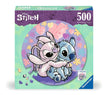 Ravensburger Disney Stitch puzzel doos – 500 stukjes, kleurrijk rond ontwerp met Stitch en Angel