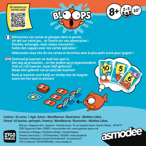 Bloops - Hylarisch kaartspel van Zygomatic, doos achterkant