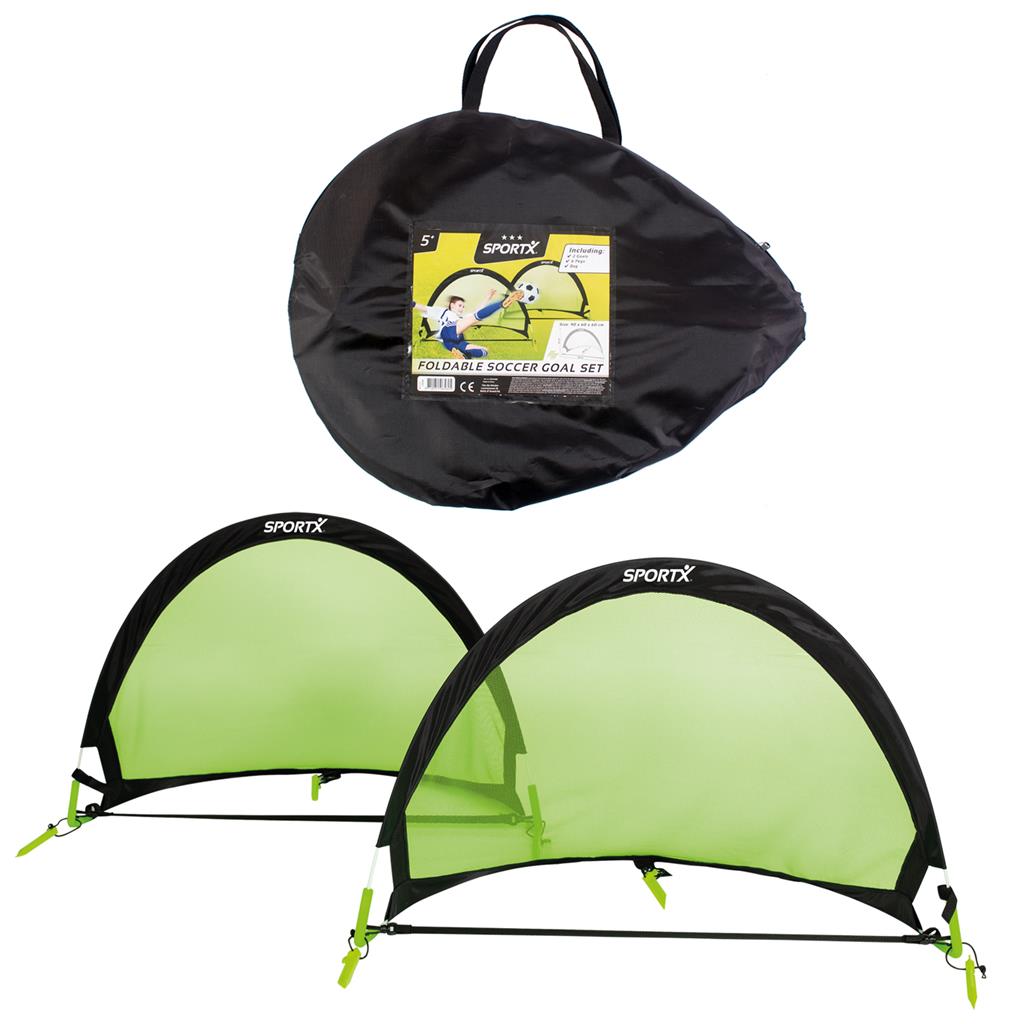 Set van 2 opvouwbare voetbaldoelen met verpakking