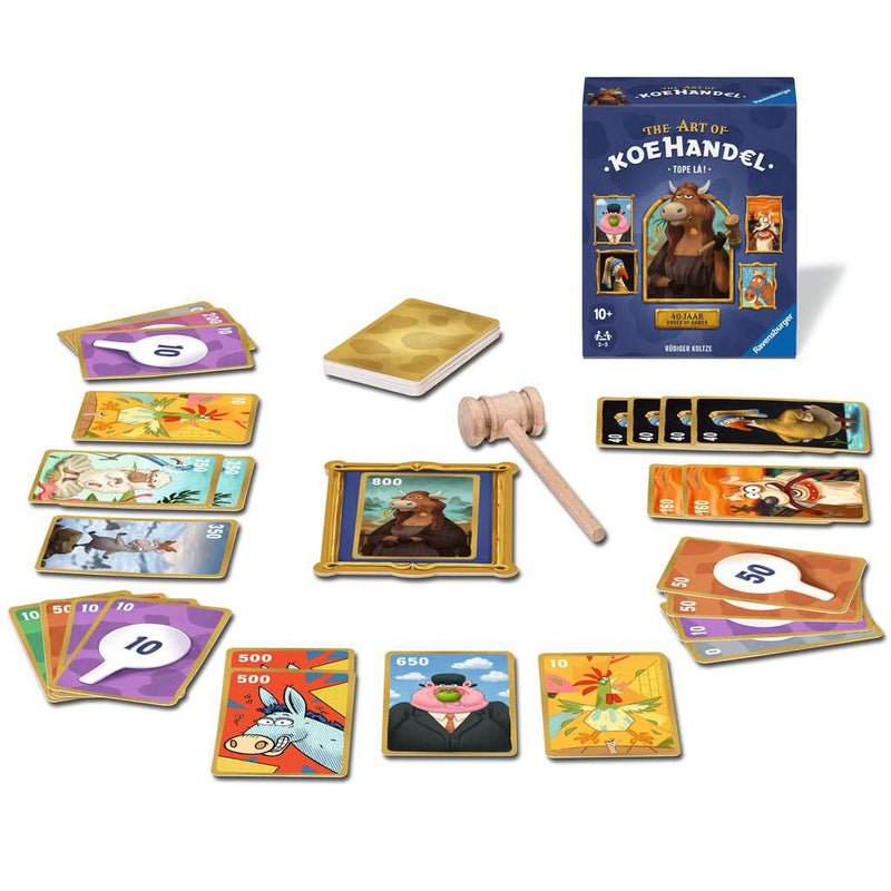 Koehandel - 40 jaar onder de hamer - kaartspel van Ravensburger, onderdelen