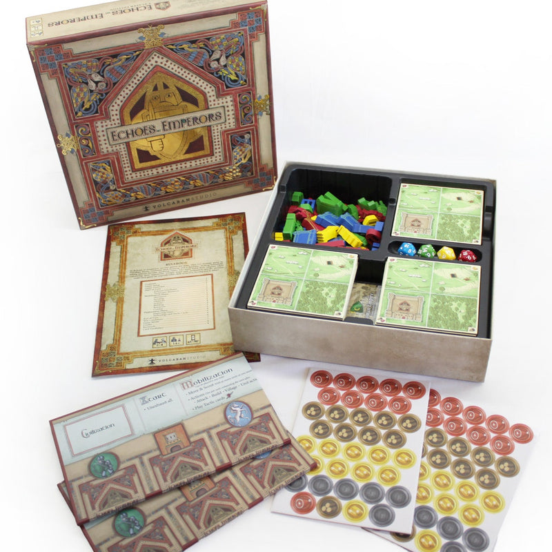Echoes of Emperors - 4 Player Edition, open doos met componenten