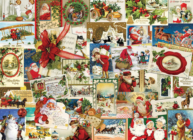Vintage Christmas Cards - Puzzel 1000 stukjes - Eurographics, afbeelding met klassieke kerstkaarten