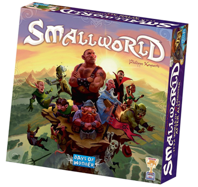 Voorzijde van de gesloten doos van Small World