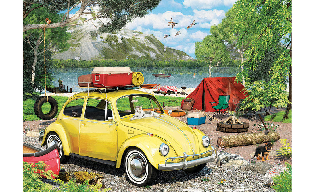 VW Beetle Camping Verzamelblik - Puzzel 550 stukjes - Eurographics, puzzelposter