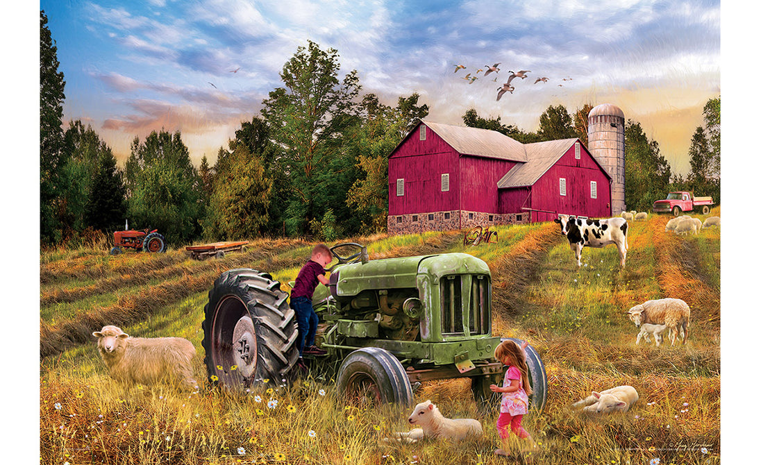 Eurographics Farm Tractor puzzel afbeelding – boerderijlandschap met vintage tractor in het veld