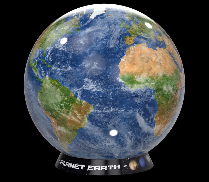 Gesloten Planet Earth blik – 3D wereldbol met blauwe en groene kleuren
