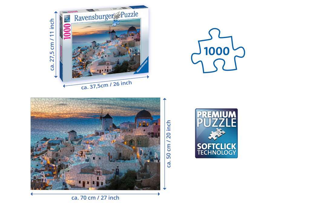 Avond in Santorini - Puzzel 1000 stukjes - Ravensburger 19611
