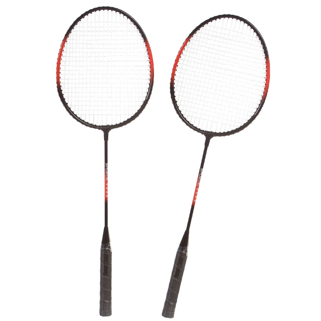 Opengeklapte badmintonset met 2 rackets