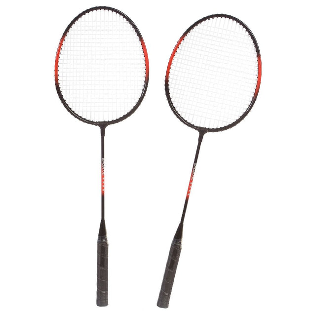 Opengeklapte badmintonset met 2 rackets