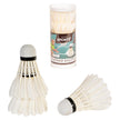 Set van 3 witte veren badmintonshuttles in plastic koker