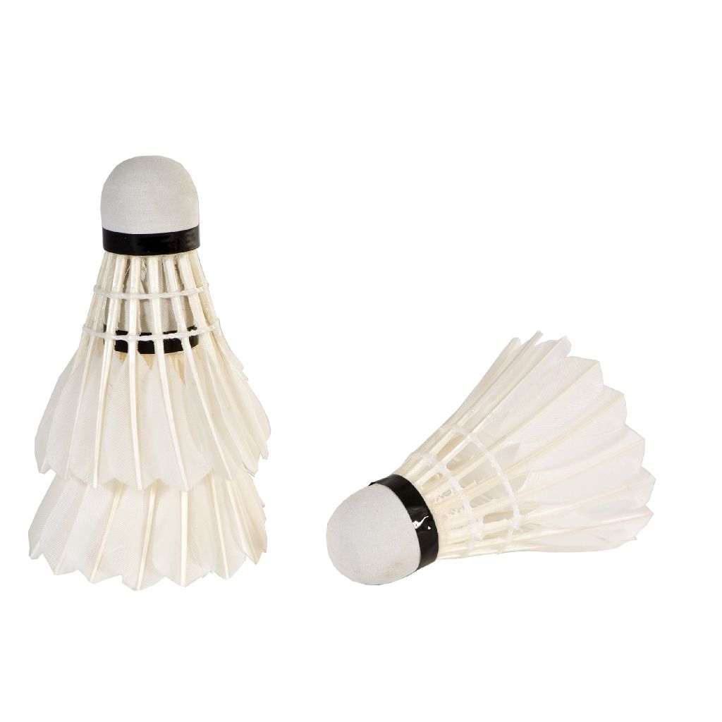 Premium witte veren badmintonshuttles, set van 3 zonder verpakking