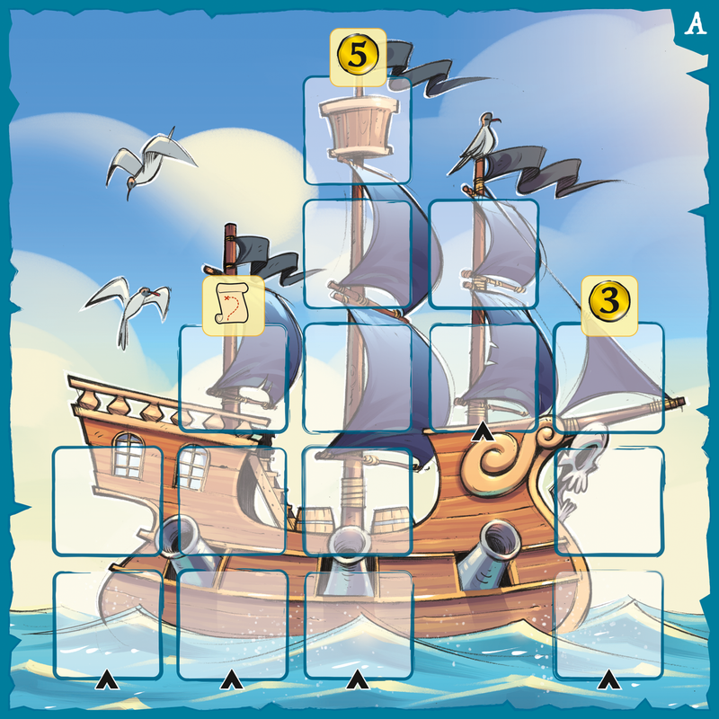 Speelbord met piratenboot overdag in Captain Flip